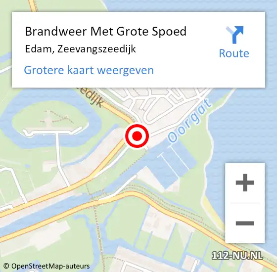 Locatie op kaart van de 112 melding: Brandweer Met Grote Spoed Naar Edam, Zeevangszeedijk op 29 april 2016 16:01