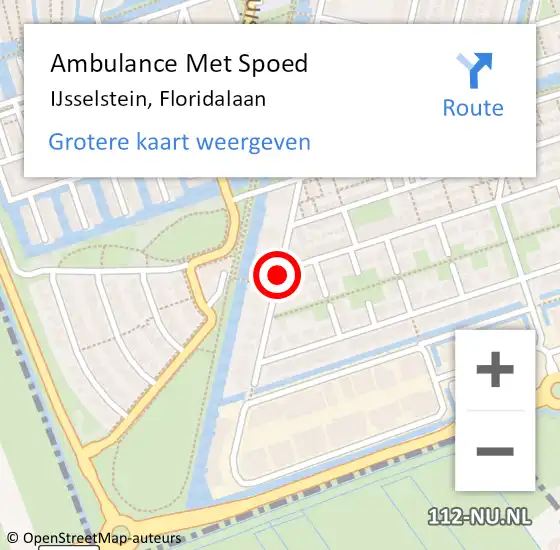 Locatie op kaart van de 112 melding: Ambulance Met Spoed Naar IJsselstein, Floridalaan op 29 april 2016 16:06