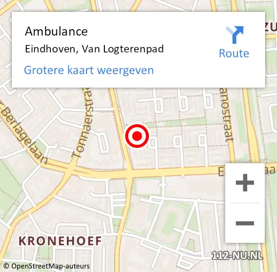 Locatie op kaart van de 112 melding: Ambulance Eindhoven, Van Logterenpad op 29 april 2016 16:08