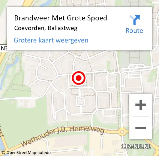 Locatie op kaart van de 112 melding: Brandweer Met Grote Spoed Naar Coevorden, Ballastweg op 29 april 2016 17:19