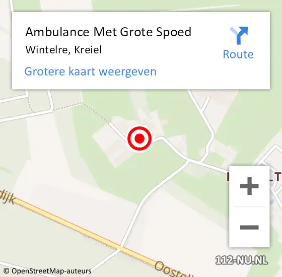 Locatie op kaart van de 112 melding: Ambulance Met Grote Spoed Naar Wintelre, Kreiel op 29 april 2016 17:28