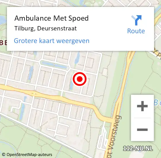 Locatie op kaart van de 112 melding: Ambulance Met Spoed Naar Tilburg, Deursenstraat op 29 april 2016 18:14