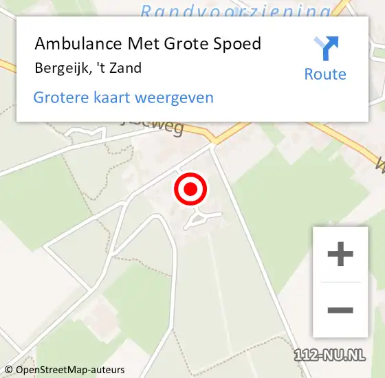 Locatie op kaart van de 112 melding: Ambulance Met Grote Spoed Naar Bergeijk, 't Zand op 29 april 2016 18:52