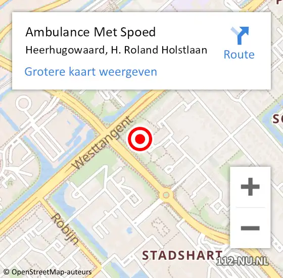 Locatie op kaart van de 112 melding: Ambulance Met Spoed Naar Heerhugowaard, H. Roland Holstlaan op 29 april 2016 19:06