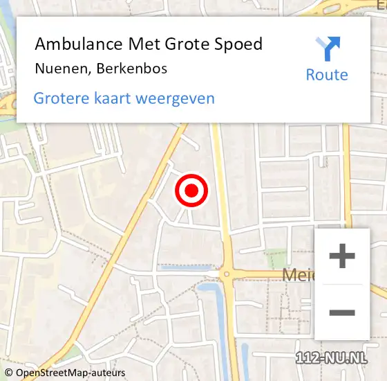 Locatie op kaart van de 112 melding: Ambulance Met Grote Spoed Naar Nuenen, Berkenbos op 29 april 2016 19:08