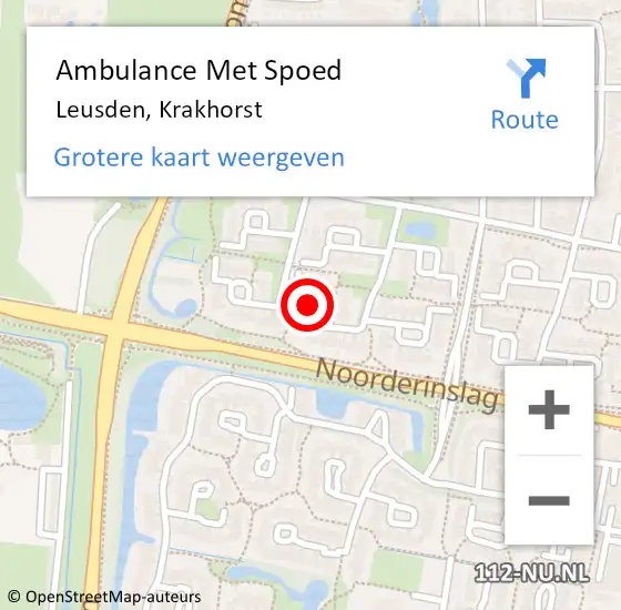 Locatie op kaart van de 112 melding: Ambulance Met Spoed Naar Leusden, Krakhorst op 13 december 2013 12:25