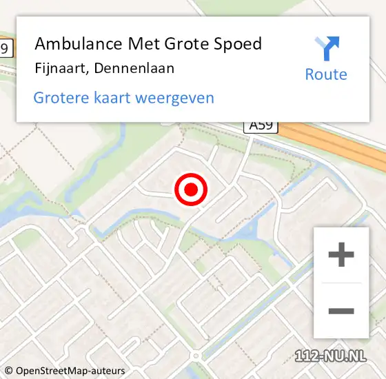 Locatie op kaart van de 112 melding: Ambulance Met Grote Spoed Naar Fijnaart, Dennenlaan op 29 april 2016 19:32