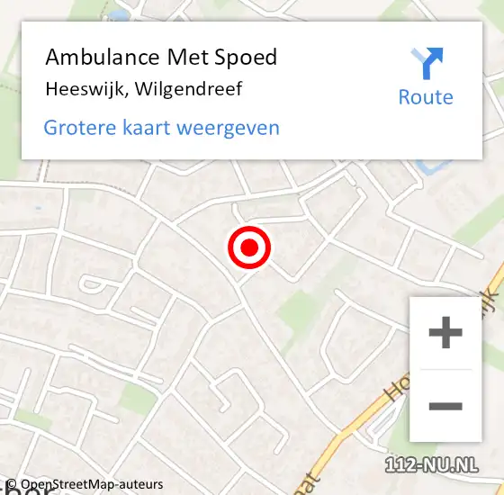 Locatie op kaart van de 112 melding: Ambulance Met Spoed Naar Heeswijk, Wilgendreef op 29 april 2016 21:07