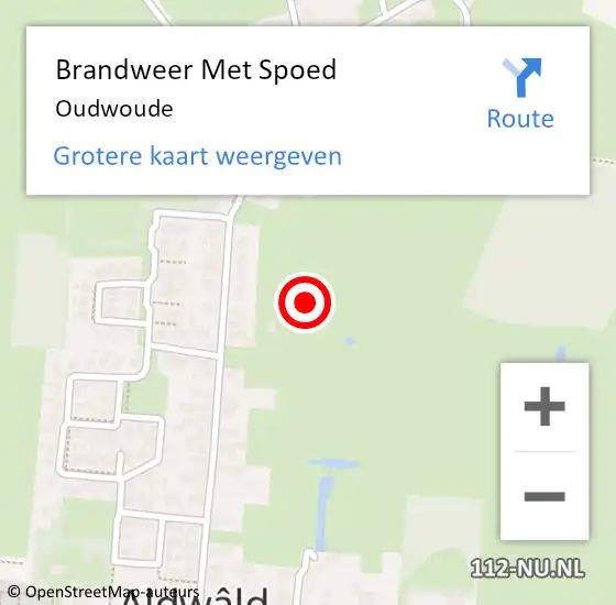 Locatie op kaart van de 112 melding: Brandweer Met Spoed Naar Oudwoude op 29 april 2016 21:22