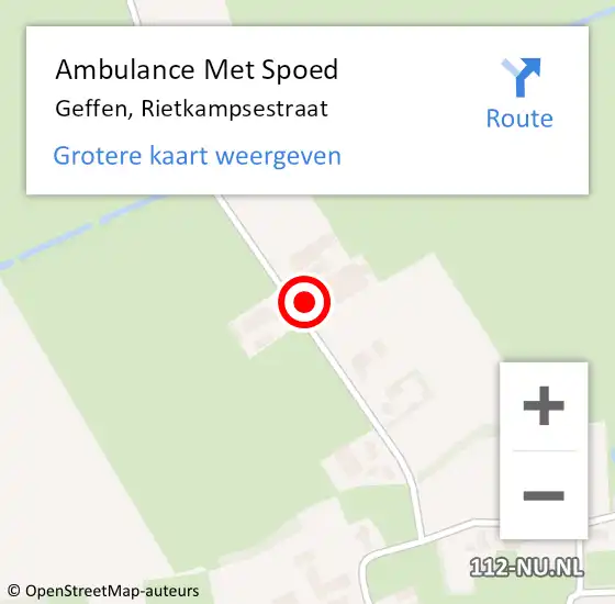 Locatie op kaart van de 112 melding: Ambulance Met Spoed Naar Geffen, Rietkampsestraat op 29 april 2016 21:53