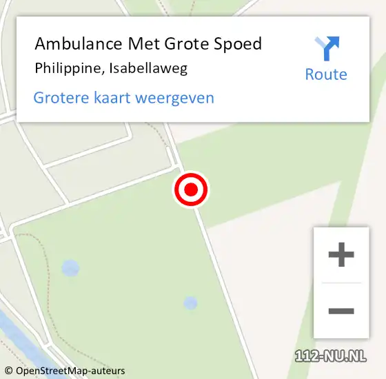 Locatie op kaart van de 112 melding: Ambulance Met Grote Spoed Naar Philippine, Isabellaweg op 29 april 2016 22:58
