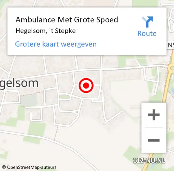 Locatie op kaart van de 112 melding: Ambulance Met Grote Spoed Naar Hegelsom, 't Stepke op 29 april 2016 23:11