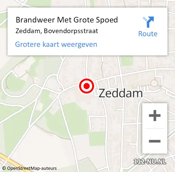 Locatie op kaart van de 112 melding: Brandweer Met Grote Spoed Naar Zeddam, Bovendorpsstraat op 29 april 2016 23:31