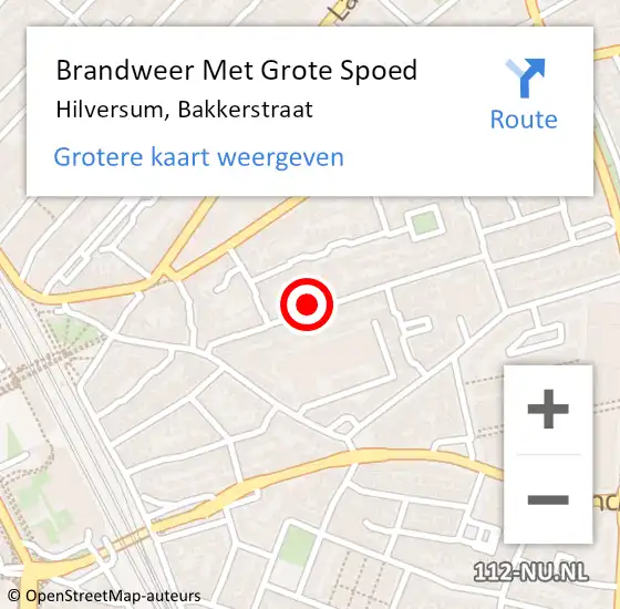 Locatie op kaart van de 112 melding: Brandweer Met Grote Spoed Naar Hilversum, Bakkerstraat op 30 april 2016 02:05