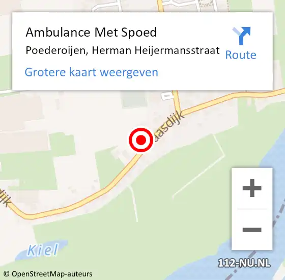 Locatie op kaart van de 112 melding: Ambulance Met Spoed Naar Poederoijen, Herman Heijermansstraat op 30 april 2016 05:41