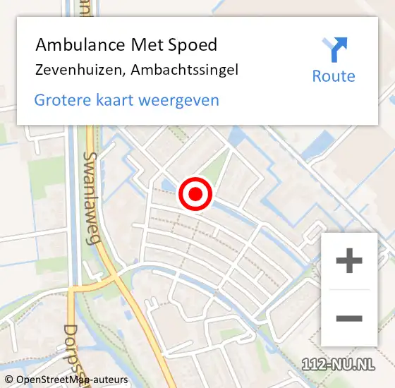 Locatie op kaart van de 112 melding: Ambulance Met Spoed Naar Zevenhuizen, Ambachtssingel op 30 april 2016 06:09