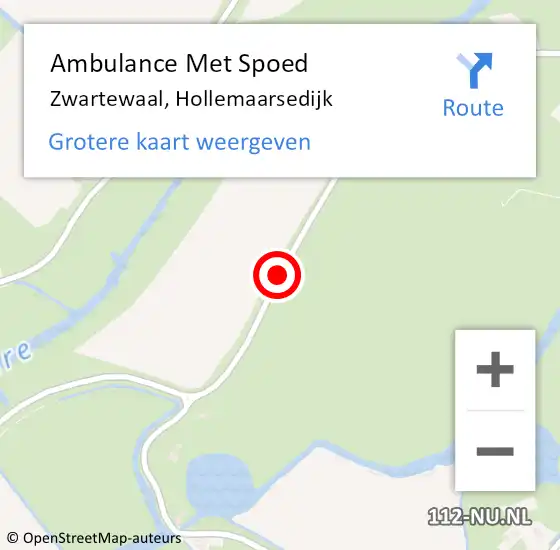 Locatie op kaart van de 112 melding: Ambulance Met Spoed Naar Zwartewaal, Hollemaarsedijk op 30 april 2016 09:28