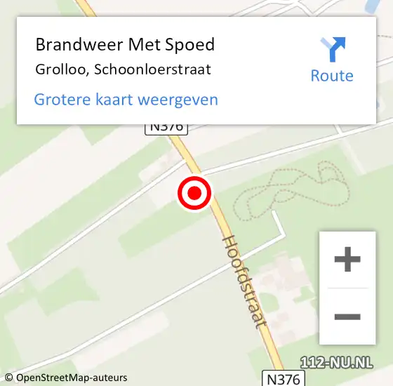 Locatie op kaart van de 112 melding: Brandweer Met Spoed Naar Grolloo, Schoonloerstraat op 30 april 2016 10:56