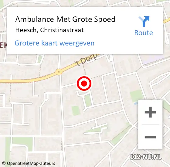 Locatie op kaart van de 112 melding: Ambulance Met Grote Spoed Naar Heesch, Christinastraat op 30 april 2016 12:13