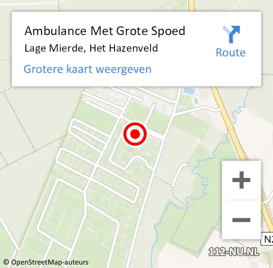 Locatie op kaart van de 112 melding: Ambulance Met Grote Spoed Naar Lage Mierde, Het Hazenveld op 30 april 2016 13:20