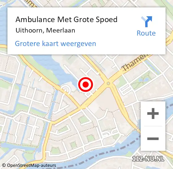 Locatie op kaart van de 112 melding: Ambulance Met Grote Spoed Naar Uithoorn, Meerlaan op 30 april 2016 14:23