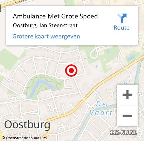 Locatie op kaart van de 112 melding: Ambulance Met Grote Spoed Naar Oostburg, Jan Steenstraat op 30 april 2016 14:27