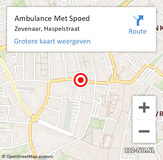 Locatie op kaart van de 112 melding: Ambulance Met Spoed Naar Zevenaar, Haspelstraat op 30 april 2016 14:35