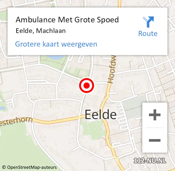 Locatie op kaart van de 112 melding: Ambulance Met Grote Spoed Naar Eelde, Machlaan op 30 april 2016 14:54