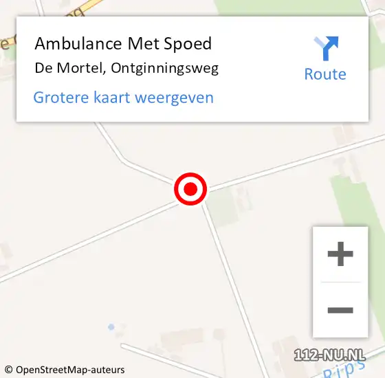 Locatie op kaart van de 112 melding: Ambulance Met Spoed Naar De Mortel, Ontginningsweg op 30 april 2016 15:53