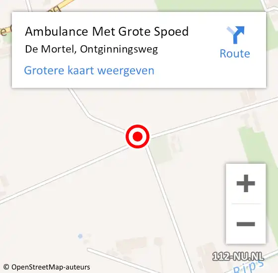 Locatie op kaart van de 112 melding: Ambulance Met Grote Spoed Naar De Mortel, Ontginningsweg op 30 april 2016 15:56