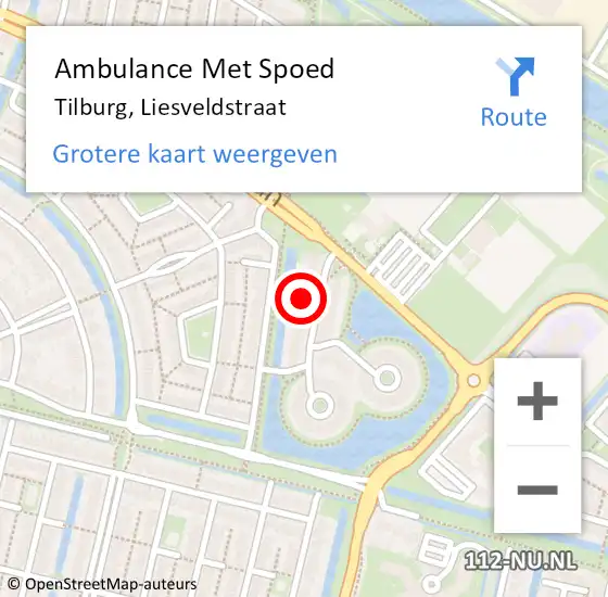 Locatie op kaart van de 112 melding: Ambulance Met Spoed Naar Tilburg, Liesveldstraat op 30 april 2016 16:06