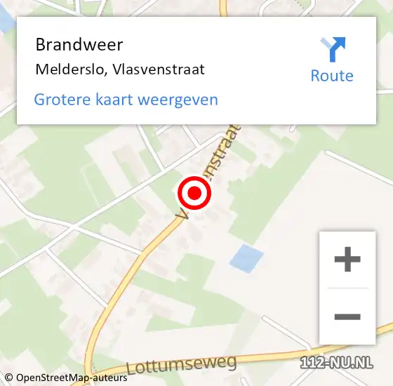 Locatie op kaart van de 112 melding: Brandweer Melderslo, Vlasvenstraat op 30 april 2016 16:35