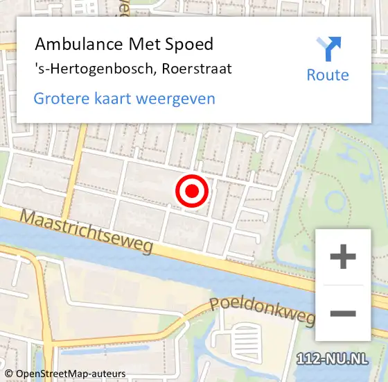 Locatie op kaart van de 112 melding: Ambulance Met Spoed Naar 's-Hertogenbosch, Roerstraat op 30 april 2016 17:33