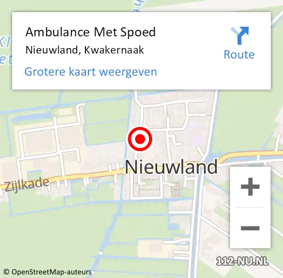 Locatie op kaart van de 112 melding: Ambulance Met Spoed Naar Nieuwland, Kwakernaak op 30 april 2016 17:37