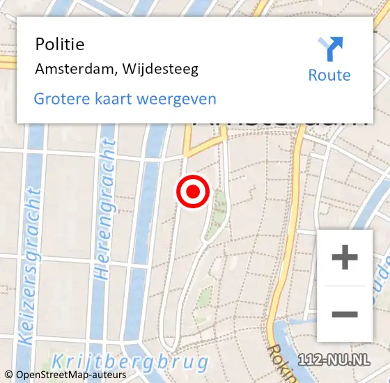 Locatie op kaart van de 112 melding: Politie Amsterdam, Wijdesteeg op 30 april 2016 17:38