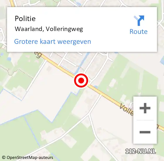 Locatie op kaart van de 112 melding: Politie Waarland, Volleringweg op 30 april 2016 17:42