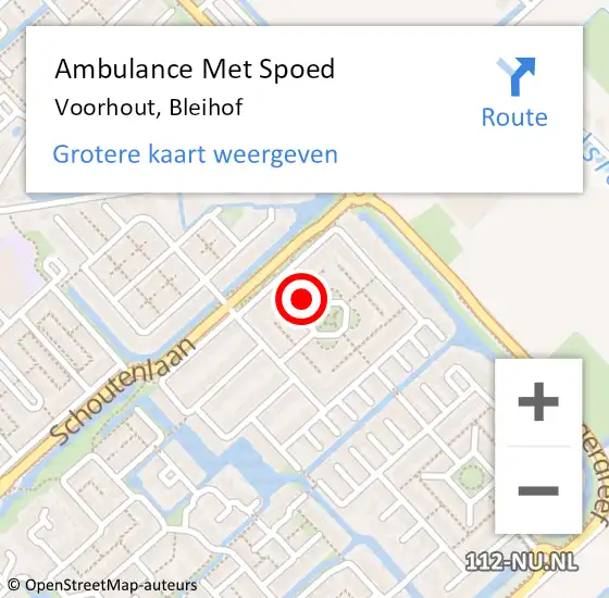 Locatie op kaart van de 112 melding: Ambulance Met Spoed Naar Voorhout, Bleihof op 30 april 2016 18:42