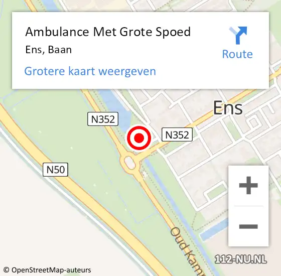 Locatie op kaart van de 112 melding: Ambulance Met Grote Spoed Naar Ens, Baan op 30 april 2016 19:25