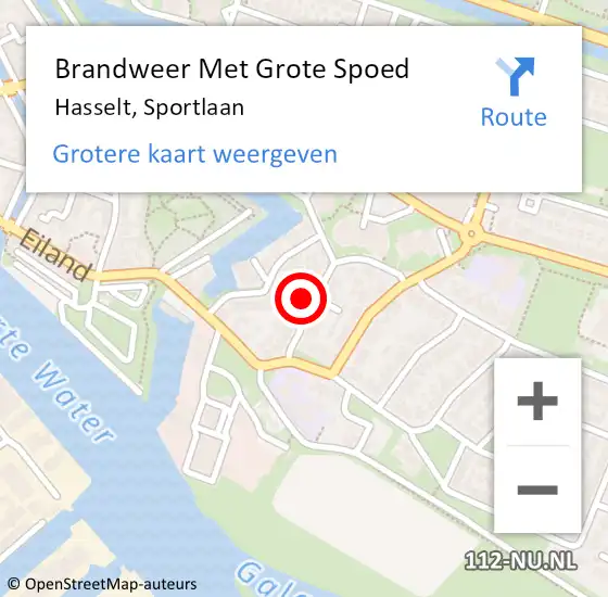 Locatie op kaart van de 112 melding: Brandweer Met Grote Spoed Naar Hasselt, Sportlaan op 30 april 2016 19:36