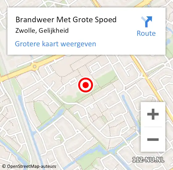 Locatie op kaart van de 112 melding: Brandweer Met Grote Spoed Naar Zwolle, Gelijkheid op 30 april 2016 19:37