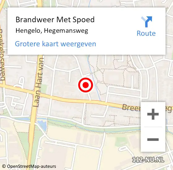 Locatie op kaart van de 112 melding: Brandweer Met Spoed Naar Hengelo, Hegemansweg op 30 april 2016 19:45