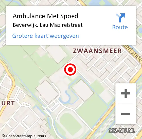 Locatie op kaart van de 112 melding: Ambulance Met Spoed Naar Beverwijk, Lau Mazirelstraat op 30 april 2016 19:50