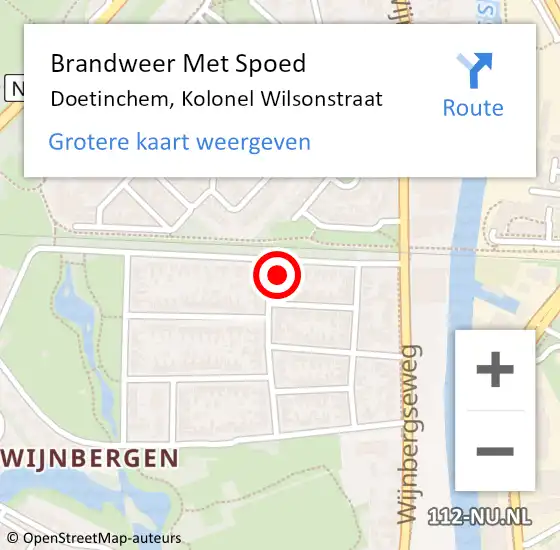 Locatie op kaart van de 112 melding: Brandweer Met Spoed Naar Doetinchem, Kolonel Wilsonstraat op 30 april 2016 20:32