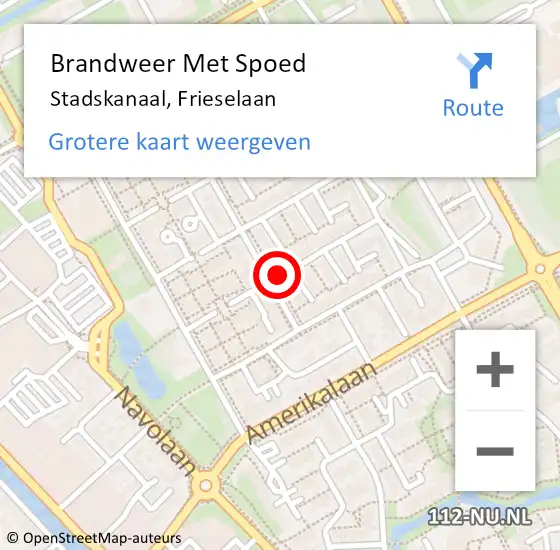 Locatie op kaart van de 112 melding: Brandweer Met Spoed Naar Stadskanaal, Frieselaan op 30 april 2016 21:07