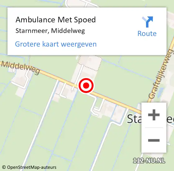 Locatie op kaart van de 112 melding: Ambulance Met Spoed Naar Starnmeer, Middelweg op 30 april 2016 21:15