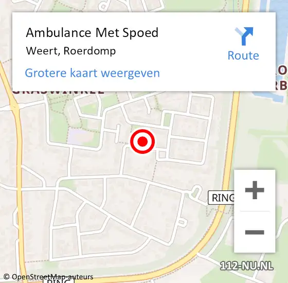 Locatie op kaart van de 112 melding: Ambulance Met Spoed Naar Weert, Roerdomp op 30 april 2016 21:43