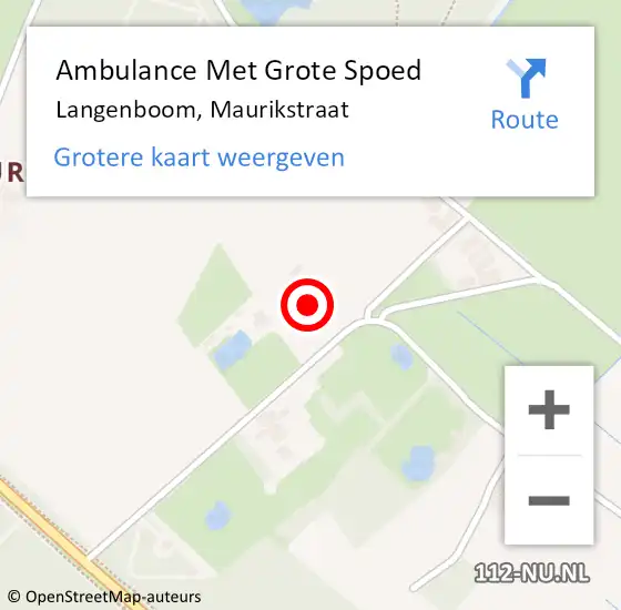 Locatie op kaart van de 112 melding: Ambulance Met Grote Spoed Naar Langenboom, Maurikstraat op 13 december 2013 13:52