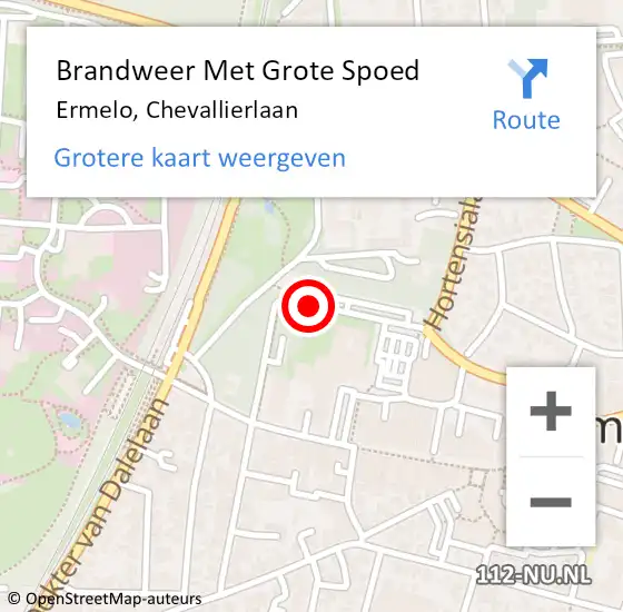 Locatie op kaart van de 112 melding: Brandweer Met Grote Spoed Naar Ermelo, Chevallierlaan op 30 april 2016 22:10