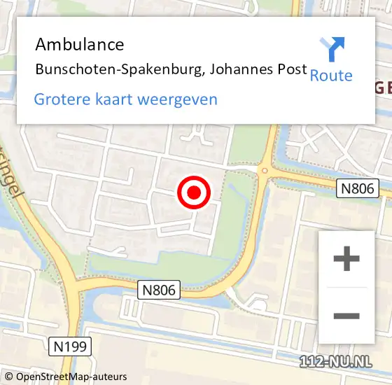 Locatie op kaart van de 112 melding: Ambulance Bunschoten-Spakenburg, Johannes Post op 30 april 2016 22:41