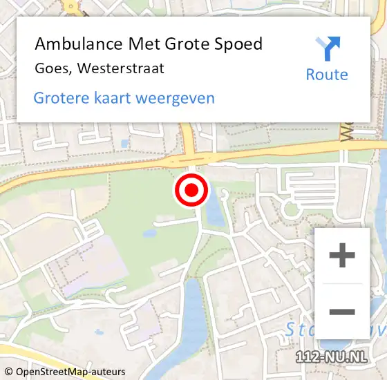 Locatie op kaart van de 112 melding: Ambulance Met Grote Spoed Naar Goes, Westerstraat op 30 april 2016 23:17